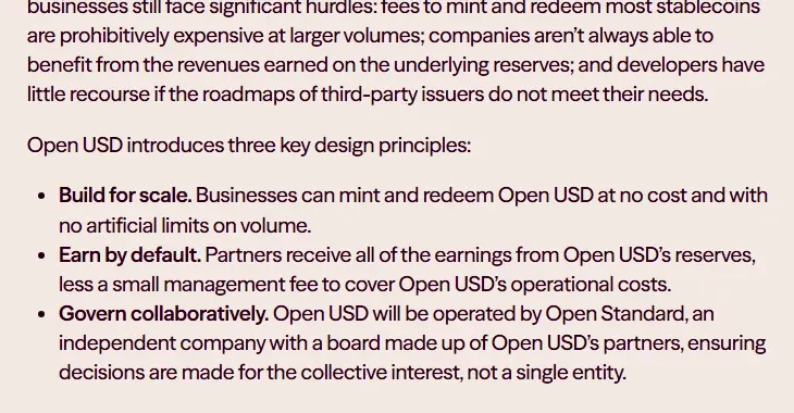 Open Standard launch post listing three design principles of Open USD