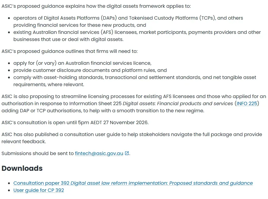 ASIC release text on what firms must do and the 27 November 2026 consultation closing date