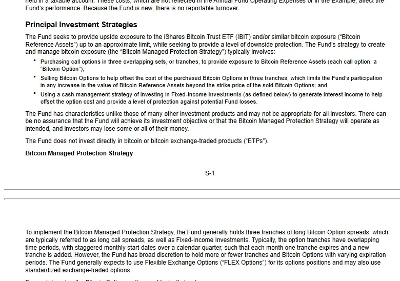 Opening of the iShares Bitcoin Managed Protection ETF principal investment strategies in BlackRock's draft prospectus