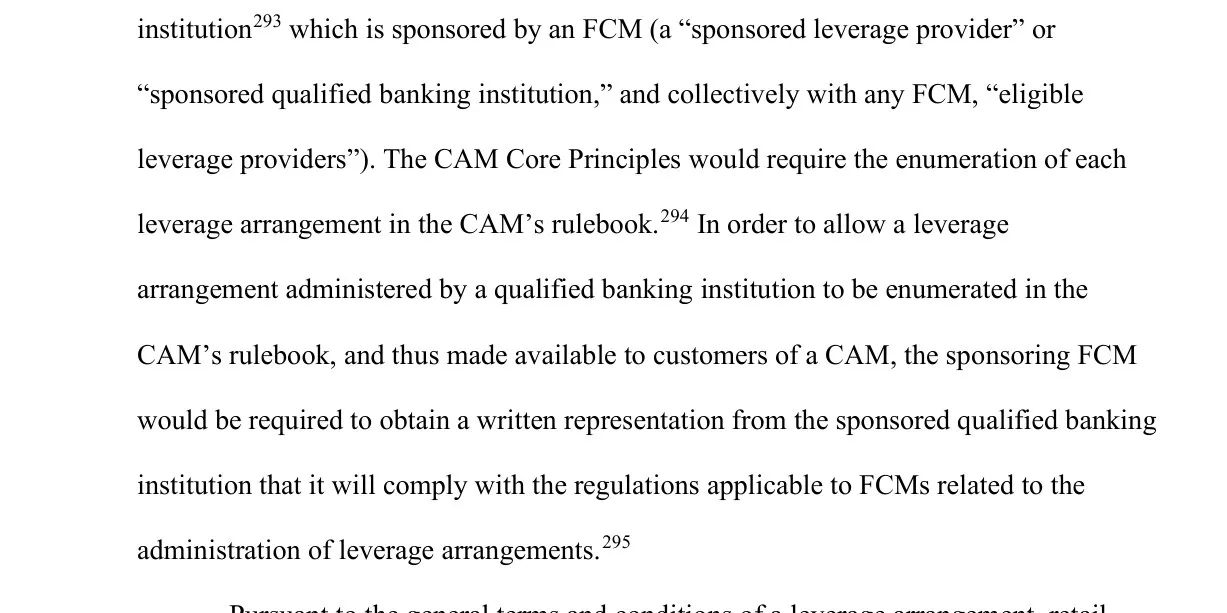 Excerpt of the CFTC advance notice defining who may offer financing for retail crypto transactions